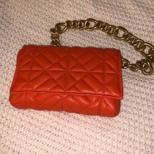 Orange Zara small quilted shoulder bag
